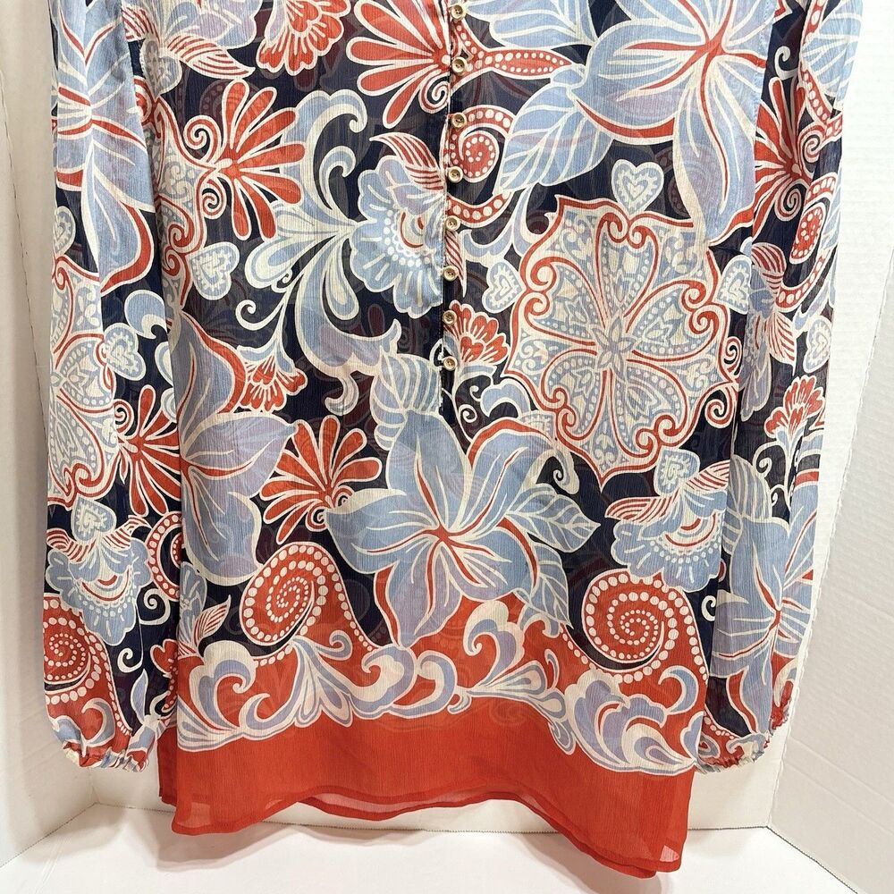 Tommy Bahama Women’s Silk Peasant Top Floral Beach - Picture 3 of 7